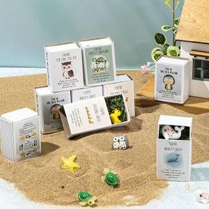 Cinnvoice 100 Set Bulk End of Year Student Gifts from Teacher Graduation Employee Appreciation Gifts Emotional Support Cute Resin Ornaments Positive Desk Pets with Mini Card Box 