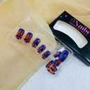 Halloween Press on Nails Medium Square Fake Nails with Designs Withered Tree Stick on Nails Purple Gradient False Nails Forest Acrylic Nails Glossy Full Cover Glue on Nails for Women
