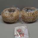 2 Pack Farmhouse Light Fixtures Ceiling Mount,Mini Rattan Boho Semi Flush Mount Ceiling Light,Hand Woven Hallway Light Fixtures for Bedroom Entryway Nursery Study Room