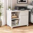 Quikraen Rolling File Cabinet Mobile Filing Cabinets with Doors, Adjustable Shelves Storage Cabinet, Lateral Printer Stand with Drawer for Office Supplies Mobile Filing Cabinet White, 23.6 x 22 x 15.7 inches