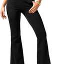 Rammus Flare Jeans for Women Crossover High Waisted Bell Bottom Jeans Trendy Yoga Pants Stretchy Flare Leggings with Pockets (XX-Large, 33" Inseam, Black Denim)