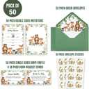 Yuzioey 50 Woodland Baby Shower Invitations, Forest Woodland Greenery Invitations Macthing Envelpoes, Diaper Raffle Tickets, Book Request Cards, Forest Creatures Invitations