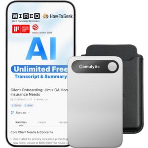 Comulytic Note Pro AI Voice Recorder, Unlimited Transcribe & Summarize, AI Note Taking Recording Device w/Case, App Control, 113 Languages for Calls, Meetings, Lectures, Interviews, Silver