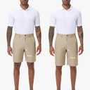 JWM Mens Golf Shorts 8"/11" Inseam with Zip Pocket Flat Front Dress Short | Stretch Lightweight Quick Dry Hybrid Casual Work Hiking Fishing Performance Comfy Chino Shorts for Men Summer with Drawstring (Beige, S)
