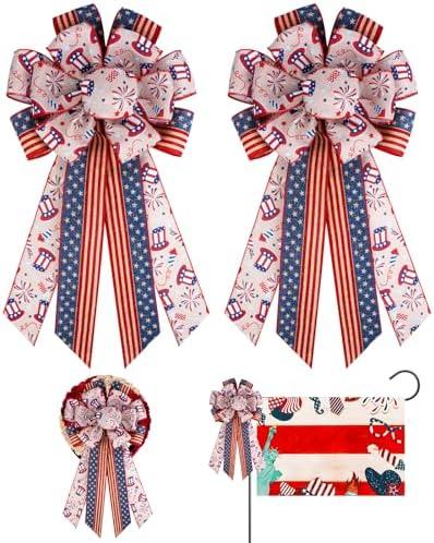 Back to School Bows for Wreath, Back to School Decorations Colorful Burlap Bow for Tree Topper, Bus, Wall, First Day of School Indoor Outdoor Decorations Supplies (Blue and White)