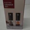 CIRCLE JOY Electric Salt and Pepper Grinder Set Rechargeable Salt and Pepper Mills with 6-Level External Adjustable Coarseness, White LED Light and Storage Base, Black