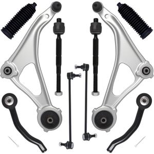 AUQDD 10Pc Front End Kit Fit For 2013-2018 Ni-ssan Altima, 2016-2023 Maxima, 2 Lower Control Arm w/Ball Joint 2 Sway Bar Link 4 Outer & Inner Tie Rod End 2 Boots (# K622838 K750282 EV801066 ES801196)
