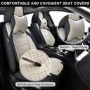 TIEHESYT Car Seat Covers Full Set, Breathable Nappa Leather Car Seat Cushions, Auto Interiors Universal Fit for Most Cars, Compatible Automotive Vehicles(Sedan/SUV/Van), Black & White