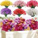 Powbrace 60 Pack Artificial Flowers Outdoor, Faux Silk Flowers for Outdoors Outside Front Porch Hanging Planter Window Box Garden Decoration(Mixed)
