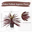 Briful Large Fake Agave Plant 17.3 Inch Red Artificial Yucca Potted Plants Outdoor Faux Agave Plants for Home Room Office Garden Front Porch Patio Decoration