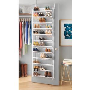 Whitmor 36 Pair Over The Door Shoe Rack, 12 Tier Hanging Shoe Organizer, Heavy Duty Metal & Mesh Shoe Holder, Hanging Shoe Rack for Closet Organizer & Storage, 69" L x 21.7" W x 7.5" H, White