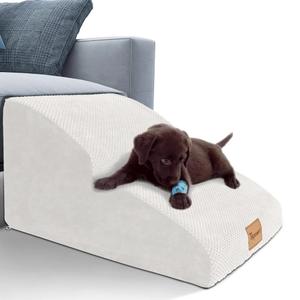 Topmart High Density Extended Foam Dog Ramp&Steps 2 Tiers,11.8" High,NonSlip Dog Stairs,Soft Foam Pet Ladder with Waterproof Cover,Best for Injured,Older Cats,Pets with Joint Pain