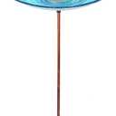 VCUTEKA Outdoor BirdBath Glass Bird Bath Garden Bird Feeder with Metal Stake