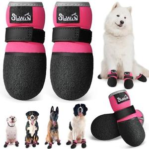 SlowTon Dog Shoes - Breathable Dog Sock Boots for Summer Hot Pavement Hardwood Floors Winter Snow, Waterproof Booties for Small Medium Large Dogs, Non-Slip Paw Protector for Outdoor Walking (FU, 4)