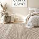 Nakagishi Area Rug 6x9 Living Room: Washable Boho Large Neutral Soft Farmhouse Rugs Stain Resistant Modern Indoor Floor Non Slip Accent Carpet for Bedroom Nursery Kids Playroom Office Dining Room Dorm