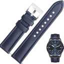 Nylon Leather Watch Band Quick Release Waterproof Resistant Oxford Fabric Durable Hybrid Premium Nylon Fiber Genuine Leather Universal Replacement Strap 18mm 19mm 20mm 21mm 22mm for Men Women (Blue)
