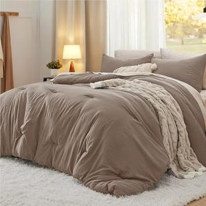 Bedsure King Comforter Set, Brown Soft Prewashed Bedding for All Seasons, 3 Pieces GentleSoft™ Bed Set, 1 Lightweight Comforter (104"x90") and 2 Pillowcases (20"x36")