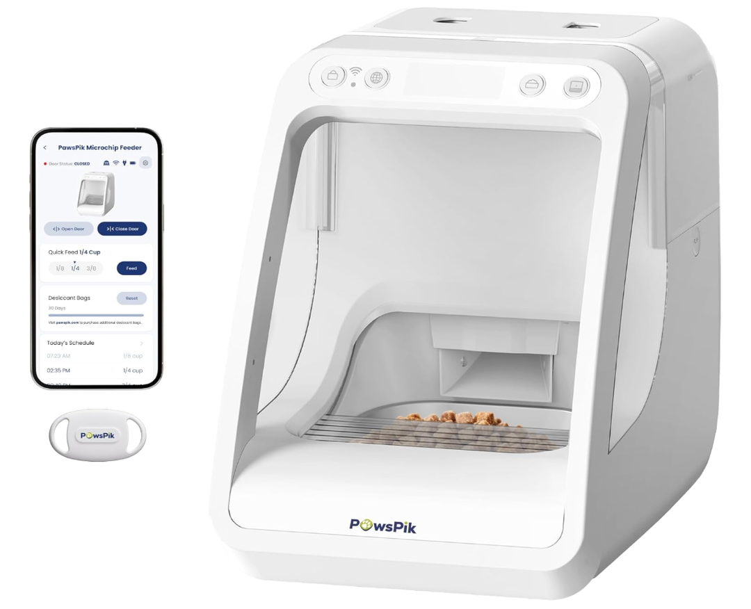 Automatic Microchip RFID Cat Feeder,16-Cup, ISO Microchip & PawsPik RFID Tag Compatible, App Control, Portion Control