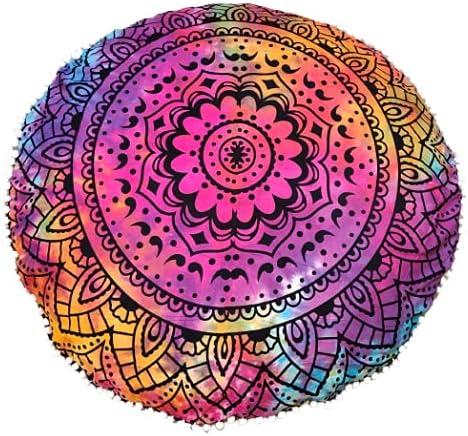32 Inch Floor Pillow Cover Only Cushion Cover Pouf Covers Seating Seat Ottoman Cases Round Boho Tie Dye Mandala Throw Pillows Case Hippie Home Decor (32 Pillow Cover,Without Insert) (32" x 32" (Pack of 1))