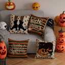 Happy Halloween Pillow Covers Witch Please Cat Pumpkins Throw Pillow Cases Set of 4 Autumn Decorations for Farmhouse Home Bedroom Sofa Couch Outdoor Holiday Decor 16x16 Inch