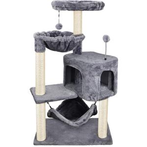 YUNIQUE Cat Tree with Cat Condo and Big Hammock, Grey