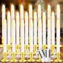 YAUNGEL Window Candles, 20 Pack LED Battery Operated Christmas Candles for Windows with Remote Timer Electric Candle Lights with Removable Candle Holders Suction Cups for Christmas Decorations, Gold