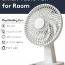 CARONSORT Small Desk Fan, Table Oscillating Fans for Bedroom, Rechargeable Battery Operated 6-inch Mini Fan, 4 Speeds, Quiet Fan with Night Light for Home/Dorm Room/Bedroom/Office