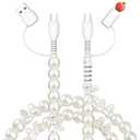 USB C Cable Bow 4 in 1Multi Charging Cable [MFi Certified] Beaded Pearl iPhone Charger Cord with Bowknot USB C to USB C Multi Fast Charger Cable 3FT for iPhone 17 Air 16 Pro Max, for Galaxy S25