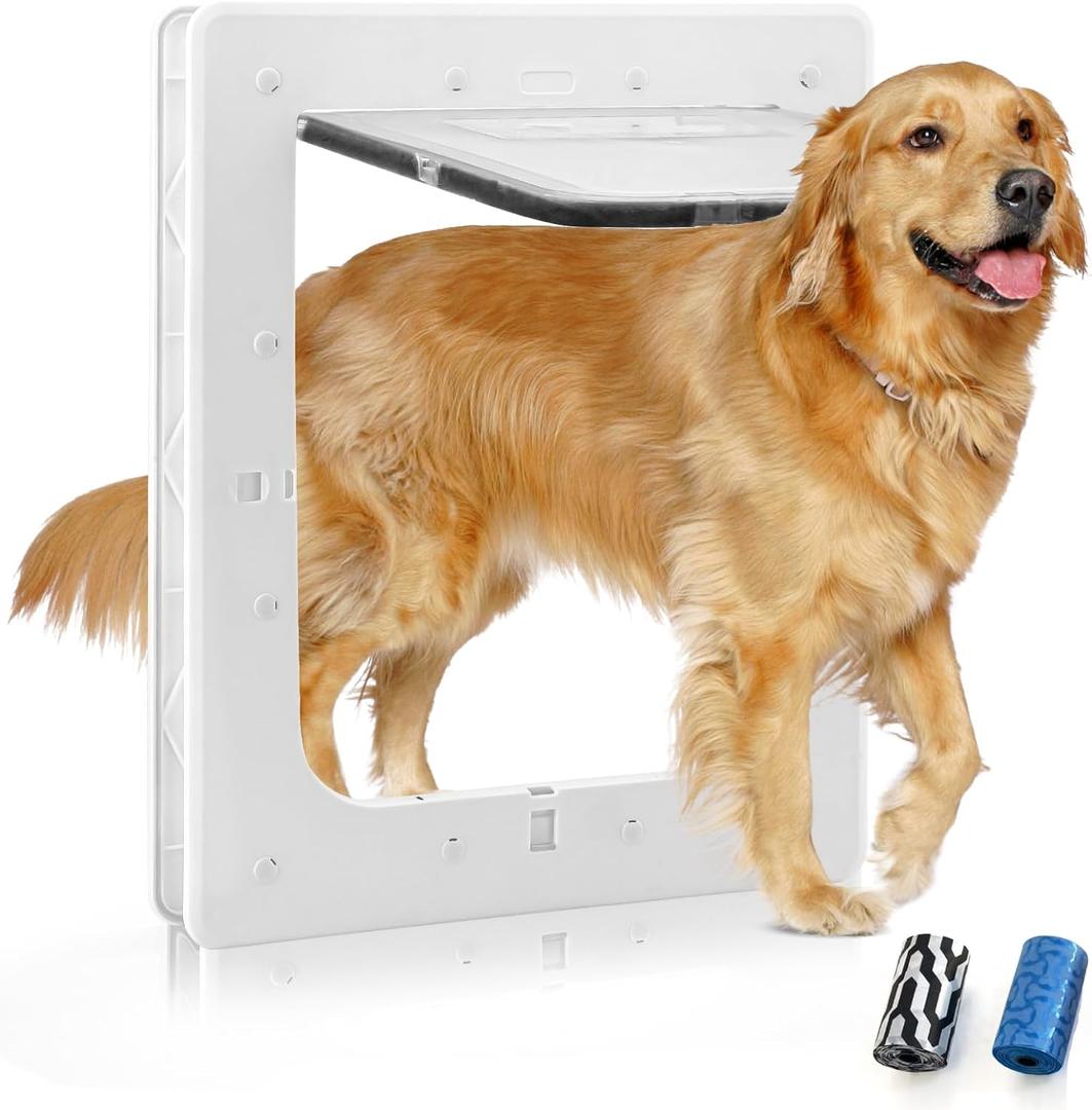 PetSafe Plastic Dog Door - 16.7" x 11.7" Inner Frame for Large Dogs, 2-Way Locks, Durable Frame, White