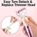 2 x 4 in 1 Bikini Body Trimmer for Women | Rechargeable & Waterproof | Grooming Kit with Body, Facial, Eyebrow and Nose Attachments | Precision Trimmer for Smooth, Painfree Hair Removal (Rosegoldwhite)