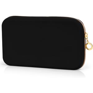 Sakolla Zipper Makeup Brushes Bag For Travel, Make Up Brushes Pouch Case for Makeup Tools, Large Silicone Makeup Brush Holder for Daily Work (Black)