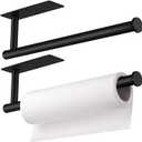 2-Pack Matte Black Paper Towel Holders - No Drill Adhesive Under Cabinet Set, Rust-Resistant for Kitchen & RV