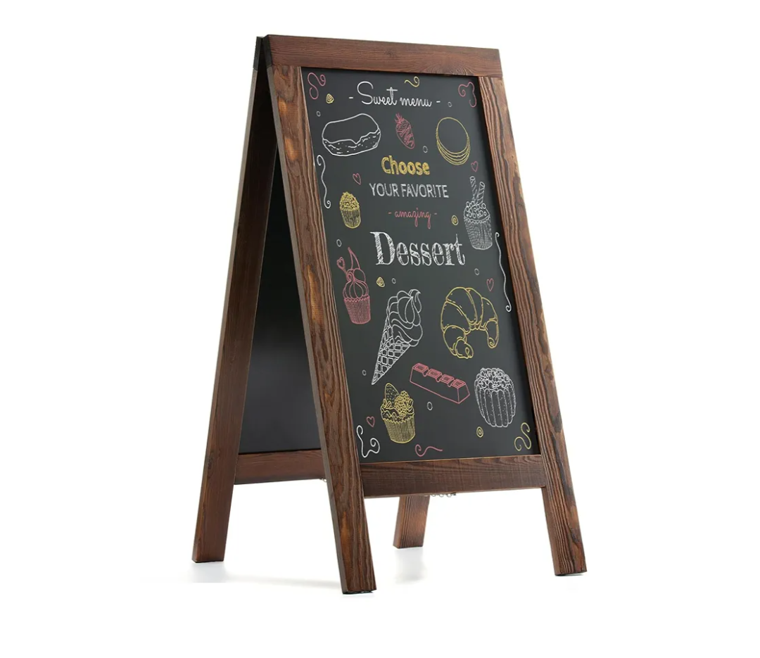 Sandwich Board 40"x20" Solid Pine Wood Rustic Brown,Chalk Board Sign Board,Sandwich Board Signs Outdoor, Chalkboard Easel,A Frame Chalkboard Sign