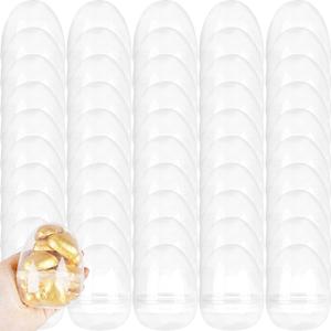 50 Pcs 4 Inch Clear Easter Eggs with Flat Bottoms Bulk Empty Plastic Easter Eggs Transparent Fillable Easter Egg for Easter Hunt Toys Surprise Party Favor