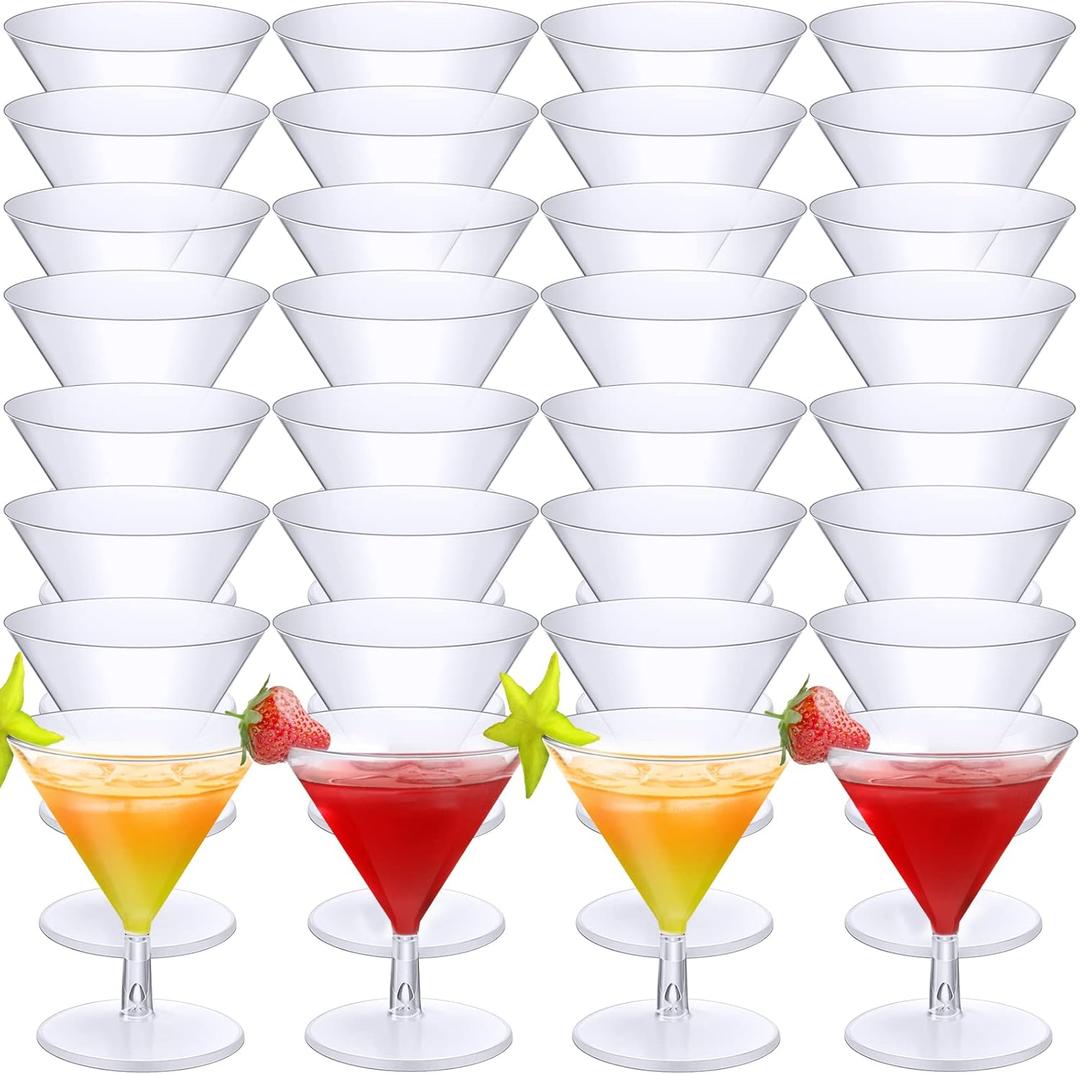 Boao 100 Pcs Plastic Martini Glasses 2 oz Disposable Martini Glasses Bulk Unbreakable Mini Margarita Cups Cocktail Dessert Parfait Cups for Wedding Events Party Bowl Wine Ice Cream (Clear,Classic)
