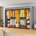 H50C Clothes Rack with Cover, Large Covered Clothing Rack, Gray
