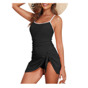 HEYTALALA One Piece Swimdress Swimsuit for Women Tummy Control Swim Dresses Skirt Bathing Suit Color Block Swimwear Size 2XL