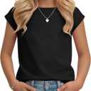 Oakgarden Girls Boat Neck Cap Sleeve Tops | Dressy Shirts, Short Sleeve Tees, Loose Fit Summer Casual T-shirts, Back to School Clothes 5-14 Years, Solid Color Outfits (Black)