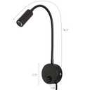 Agese Reading Lamp Wall Sconces Light LED 3W Warm White 3000K Plug for Reading Books (Black 2pcs 3000K Cord)