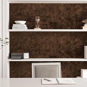 Dark Brown Velvet Wallpaper Self Adhesive Folded Velvet Drawer Liner Brown Felt Fabric Flocking Liner for Jewelry Craft Floral Leaves Felt Contact Paper for Cabinets and Drawers Bedroom