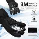 Ski Gloves, Warmest Waterproof and Breathable Snow Gloves for Cold Weather, Fits Both Men & Women,for Parent Child Kids Outdoor (Full Black)