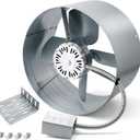 Gable Mount Power Attic Fan with Adjustable Thermostat, 15 Inch Attic Exhaust Fan, 1300 CFM, 1075 RPM, 3.4 Amp
