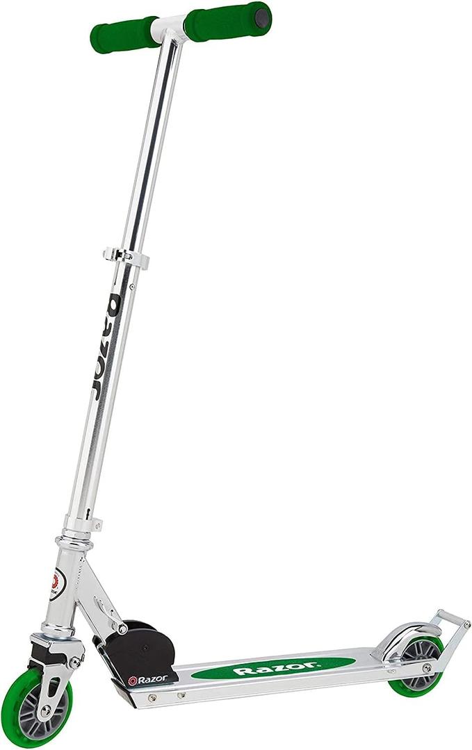 Razor A2 Kick Scooter for Kids  Wheelie Bar, Foldable, Lightweight, Front Vibration Reducing System, Adjustable Height Handlebars (Green)
