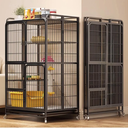 Multi-Tier Collapsible Cat Cage Crate, cat playpen for Indoor with 360° Wheels, Metal Wire Cat Kennel with Secure Lock, Large Ferret Playpen for Adult Cats Kitten Chinchilla (Black 4-Tier)