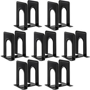 HappyHapi Book Ends, Non-Skid Metal Bookend Supports for Shelves, Heavy Duty Book End, Office Book Stopper, 6 x 5 x 6 Inches, 14 Pieces / 7 Pairs (Black)