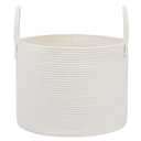 JMvicyroam 65L Extra Large Blanket Basket for Living Room - Woven Cotton Rope Laundry Hamper with Reinforced Handles - Storage Bin for Pillows, Comforters & Toys - Machine Washable, White