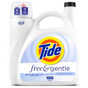 Tide Free & Gentle Liquid Laundry Detergent, 115 Loads, 151 fl oz, Tide Laundry Detergent, Clean Laundry Detergent