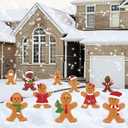 AnyDesign 10Pcs Christmas Yard Signs with Stakes - Gingerbread Man and Other Holiday Designs for Lawn, Patio, Pathway Decor