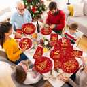 Merry Christmas Paper Plates and Napkins - 62pc Red and Gold Tableware for Winter Holiday Decoration