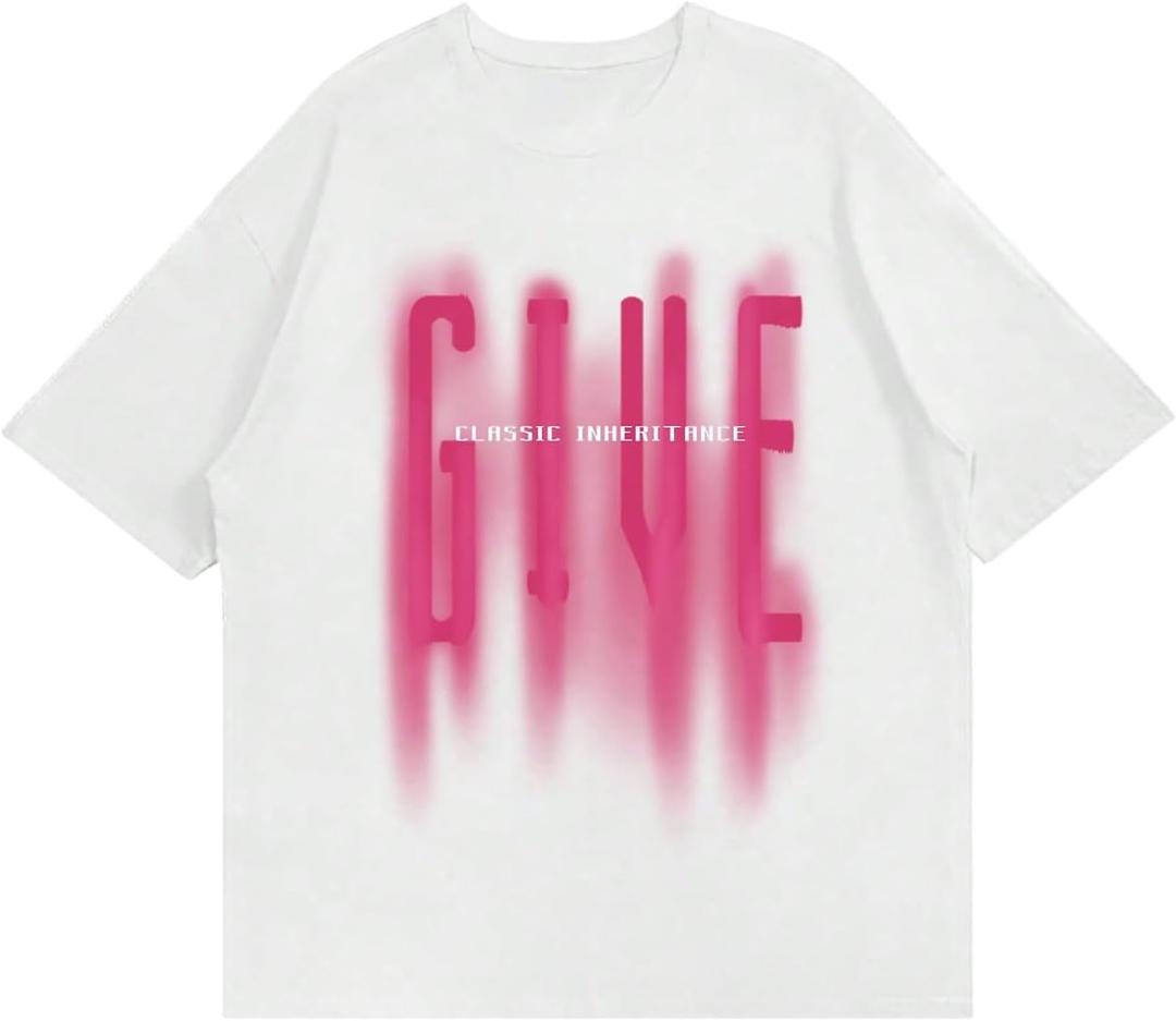 Verdusa Women's Letter Print Graphic Tees Y2K Going Out Tops Rapper Summer T Shirt (X-Large)